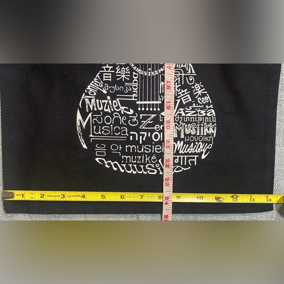 Tote Bag Black with Guitar Cotton See pictures for measurements - Picture 4 of 4